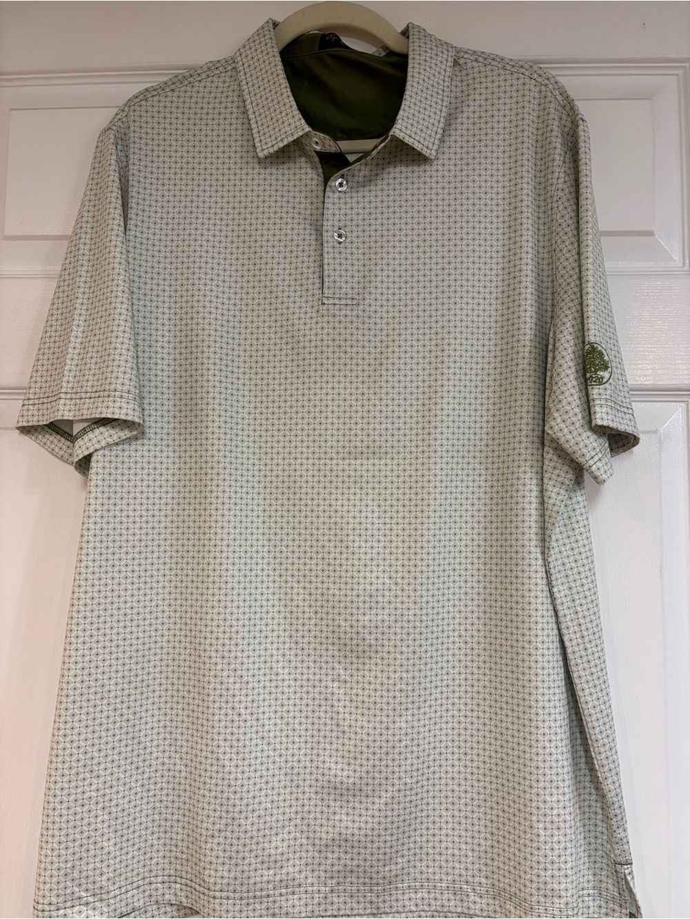 Men's Light Sage Patterned Short-Sleeve Polo